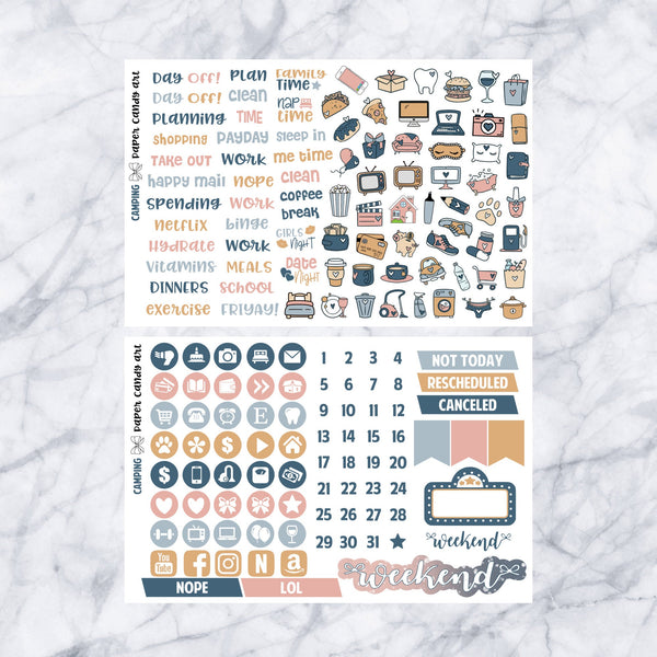 HP DELUXE Kit Camping // Weekly Planner Stickers Kit // Happy Planner Classic