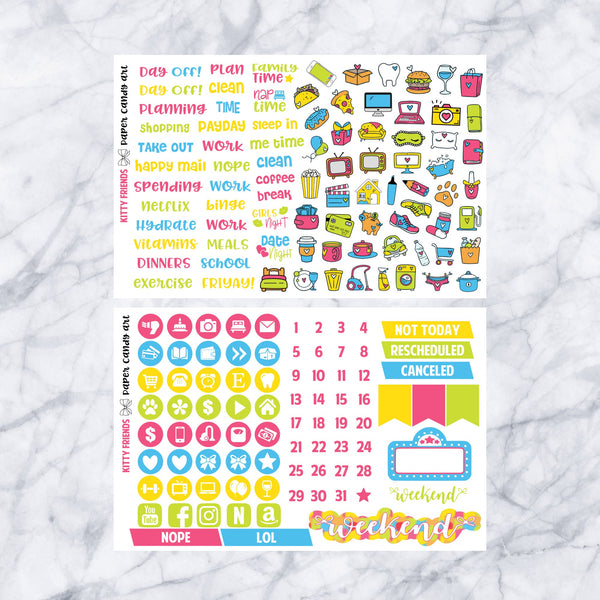 EC DELUXE Kit Kitty Friends // Weekly Planner Stickers Kit // Erin Condren
