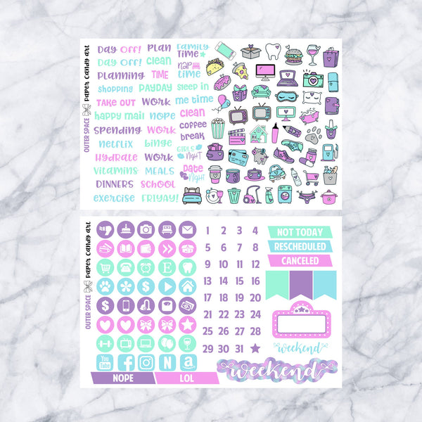 HP DELUXE Kit Outer Space // Weekly Planner Stickers Kit // Happy Planner Classic