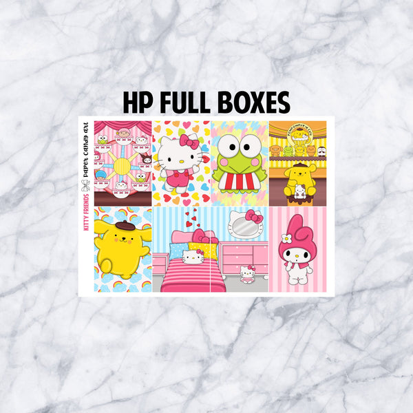 ADD-ONS Kitty Friends // Planner Stickers // double box, glitter headers, full boxes, deco, fashion girls