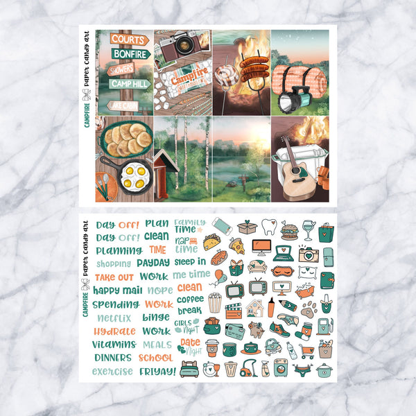 HP MINI Kit Campfire // Weekly Planner Stickers Kit // Happy Planner Classic