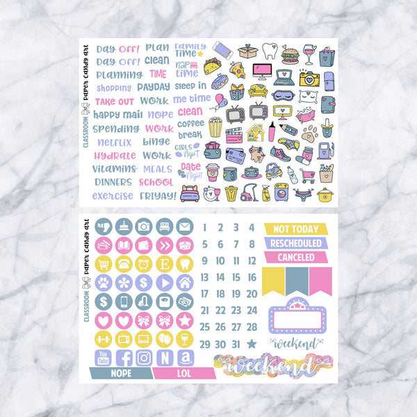HP DELUXE Kit Classroom // Weekly Planner Stickers Kit // Happy Planner Classic