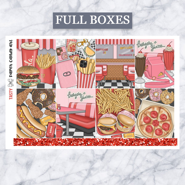 ADD-ONS Tasty // Planner Stickers // double box, glitter headers, full boxes, deco, fashion girls