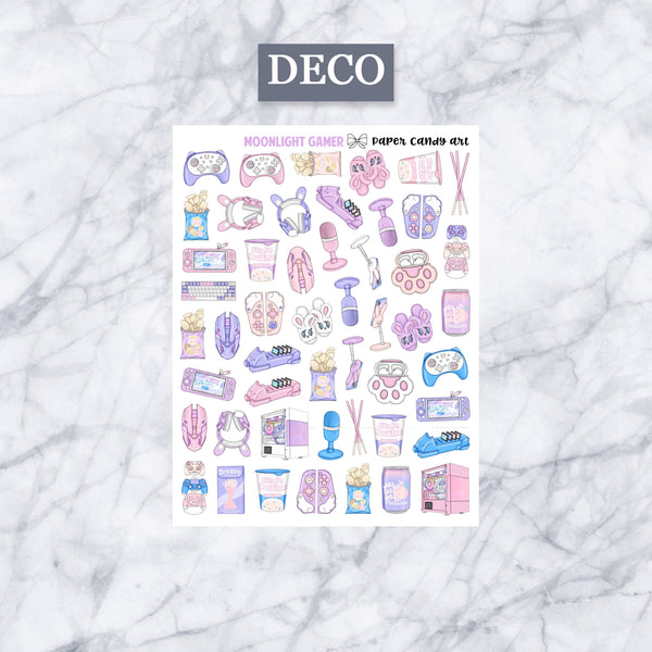 ADD-ONS Moonlight Gamer // Planner Stickers // double box, glitter headers, full boxes, deco, fashion girls