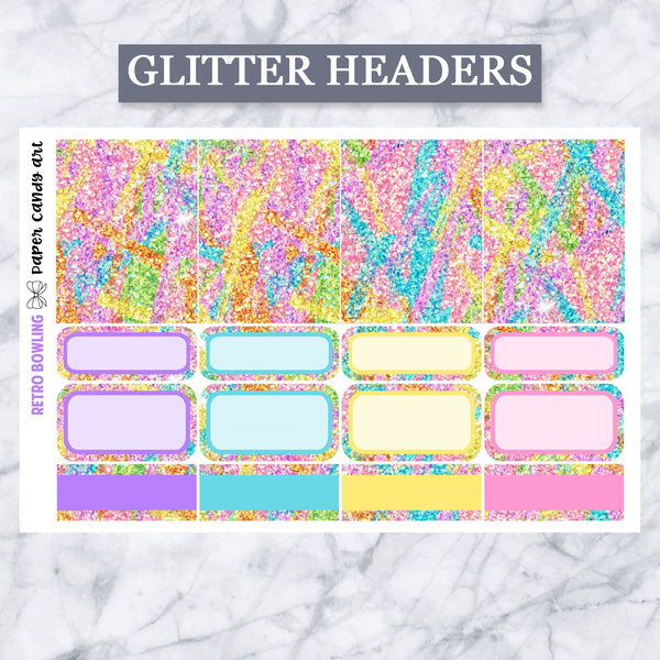 ADD-ONS Retro Bowling // Planner Stickers // double box, glitter headers, full boxes, deco, fashion girls