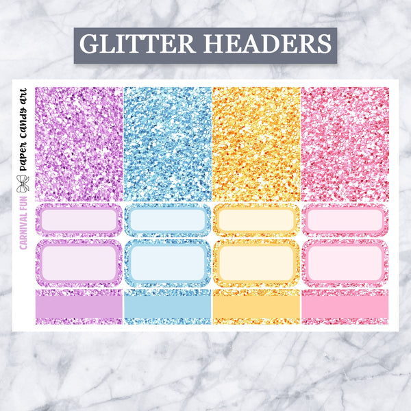 ADD-ONS Carnival Fun // Planner Stickers // double box, glitter headers, full boxes, deco, fashion girls