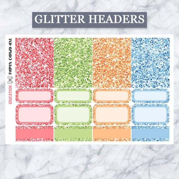 ADD-ONS Education // Planner Stickers // double box, glitter headers, full boxes, deco, fashion girls
