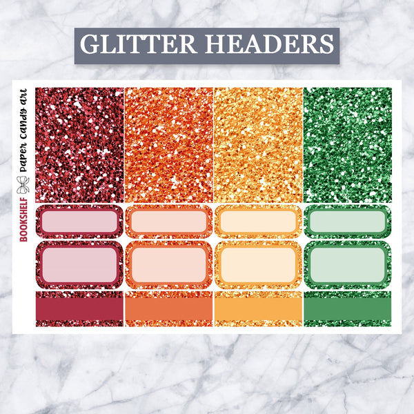 ADD-ONS Bookshelf // Planner Stickers // double box, glitter headers, full boxes, deco
