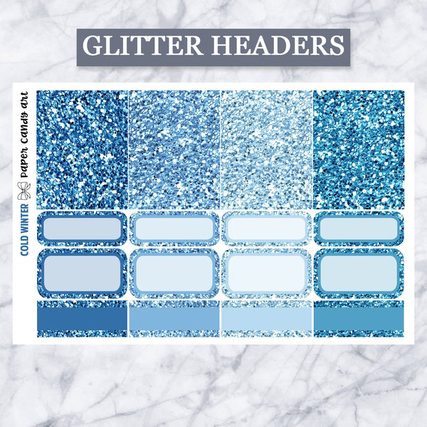 ADD-ONS Cold Winter // Planner Stickers // double box, glitter headers, full boxes, deco, fashion girls
