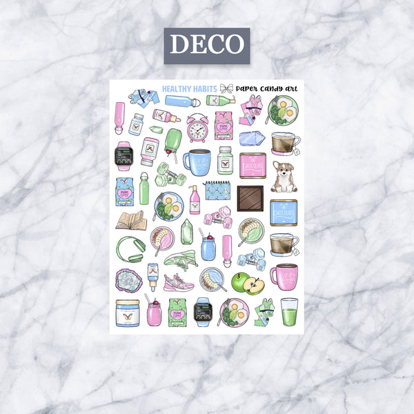 ADD-ONS Healthy Habits // Planner Stickers // double box, glitter headers, full boxes, deco, fashion girls