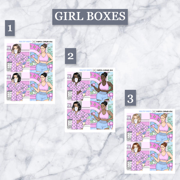 ADD-ONS Healthy Habits // Planner Stickers // double box, glitter headers, full boxes, deco, fashion girls