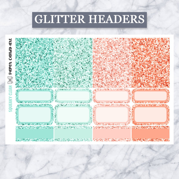 ADD-ONS Squeaky Clean // Planner Stickers // double box, glitter headers, full boxes, deco, fashion girls