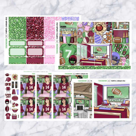 ADD-ONS Touchdown // Planner Stickers // double box, glitter headers, full boxes, deco, fashion girls