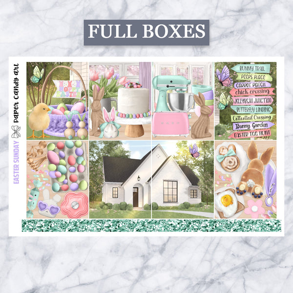 ADD-ONS Easter Sunday // Planner Stickers // double box, glitter headers, full boxes, deco, fashion girls