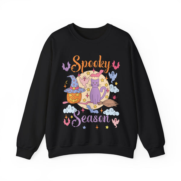 Spooky Season Cat Moon Unisex Heavy Blend™ Crewneck Sweatshirt