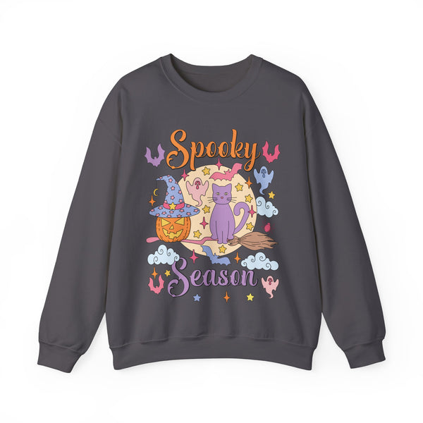 Spooky Season Cat Moon Unisex Heavy Blend™ Crewneck Sweatshirt