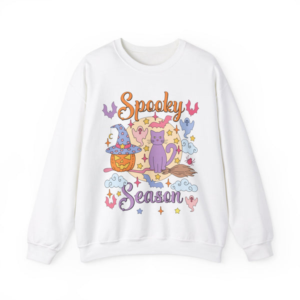 Spooky Season Cat Moon Unisex Heavy Blend™ Crewneck Sweatshirt