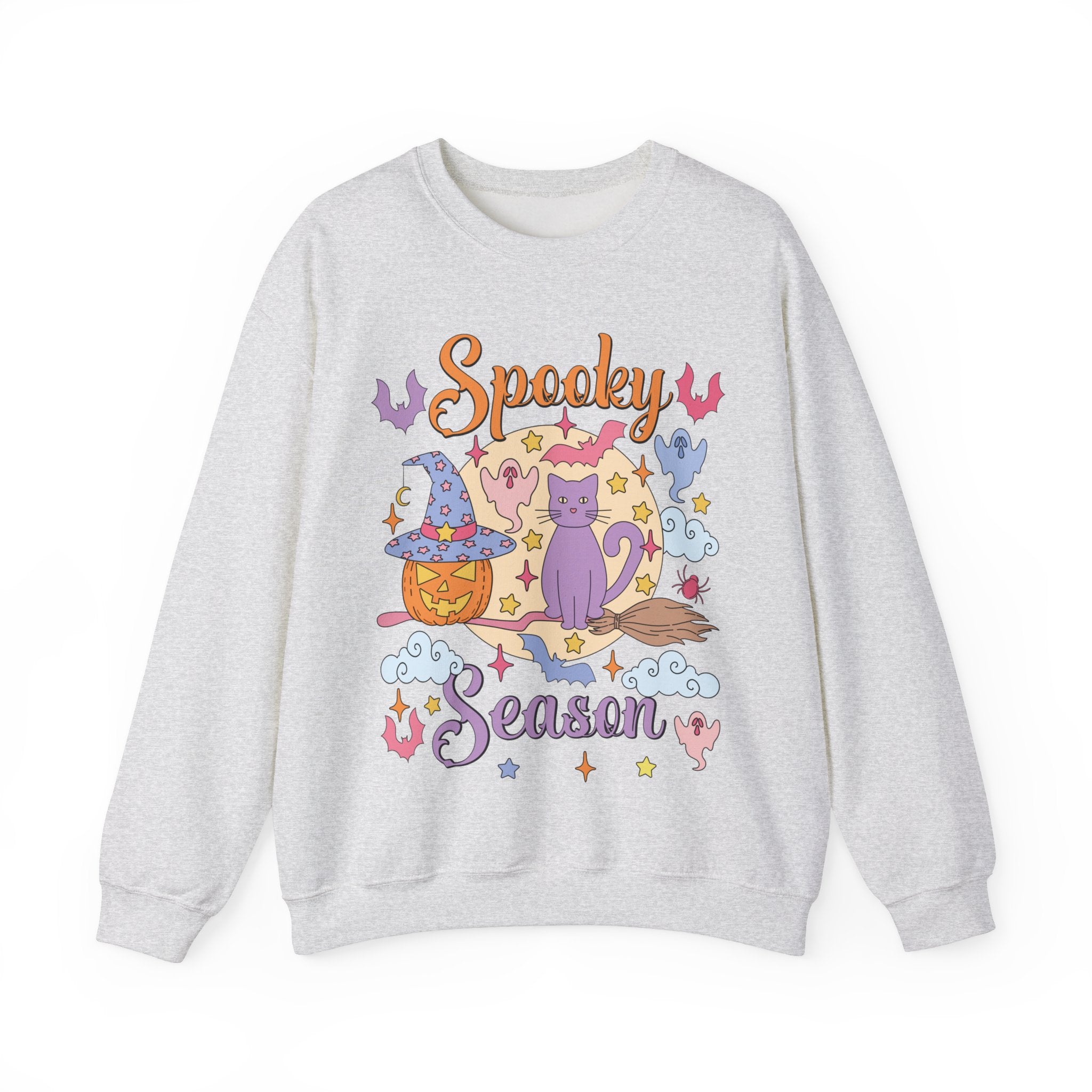 Spooky Season Cat Moon Unisex Heavy Blend™ Crewneck Sweatshirt