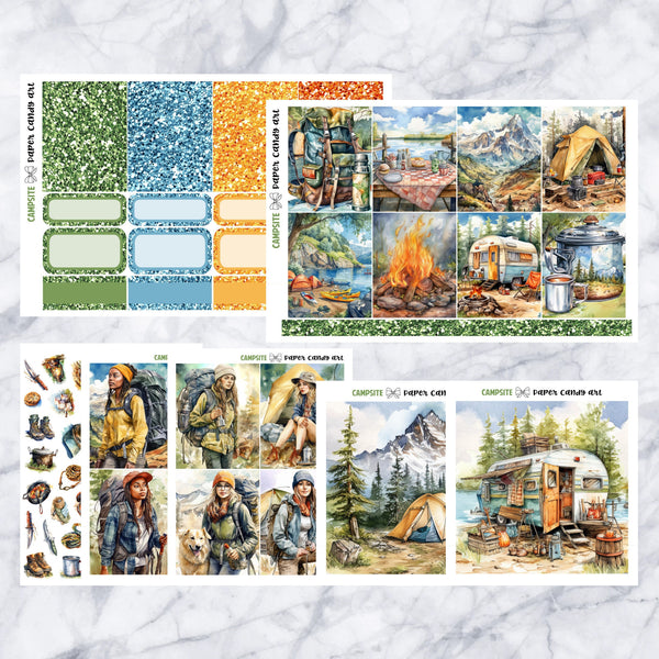 ADD-ONS Campsite // Planner Stickers // double box, glitter headers, full boxes, deco