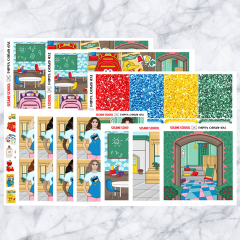 ADD-ONS Sesame School // Planner Stickers // double box, glitter headers, full boxes, deco, fashion girls