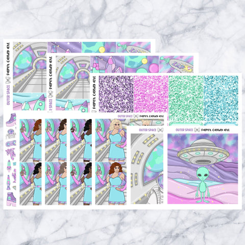 ADD-ONS Outer Space // Planner Stickers // double box, glitter headers, full boxes, deco, fashion girls