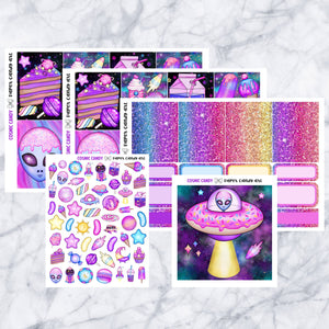 ADD-ONS Cosmic Candy // Planner Stickers // double box, glitter headers, full boxes, deco, fashion girls