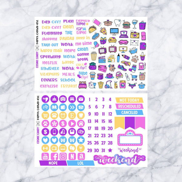 HP DELUXE Kit Cosmic Candy // Weekly Planner Stickers Kit // Happy Planner Classic