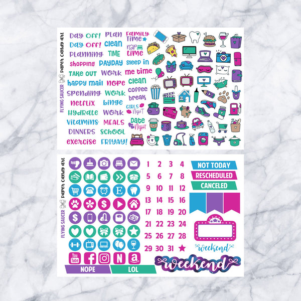 HP DELUXE Kit Flying Saucer // Weekly Planner Stickers Kit // Happy Planner Classic