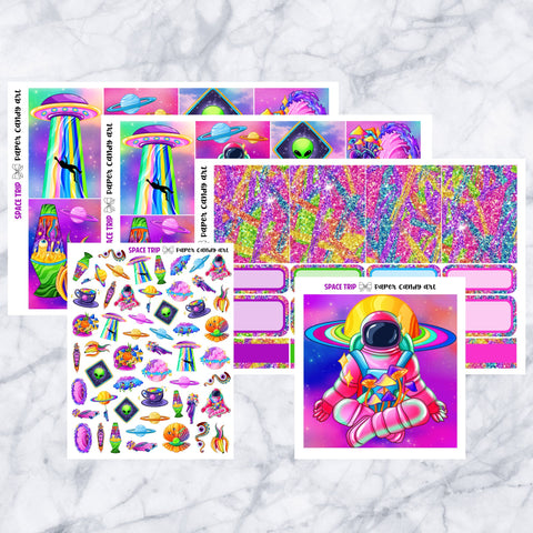 ADD-ONS Space Trip // Planner Stickers // double box, glitter headers, full boxes, deco, fashion girls