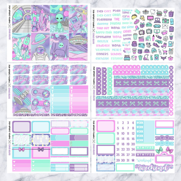 HP MINI Kit Outer Space // Weekly Planner Stickers Kit // Happy Planner Classic