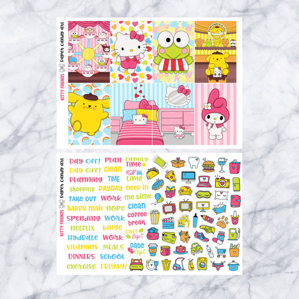 HP MINI Kit Kitty Friends // Weekly Planner Stickers Kit // Happy Planner Classic