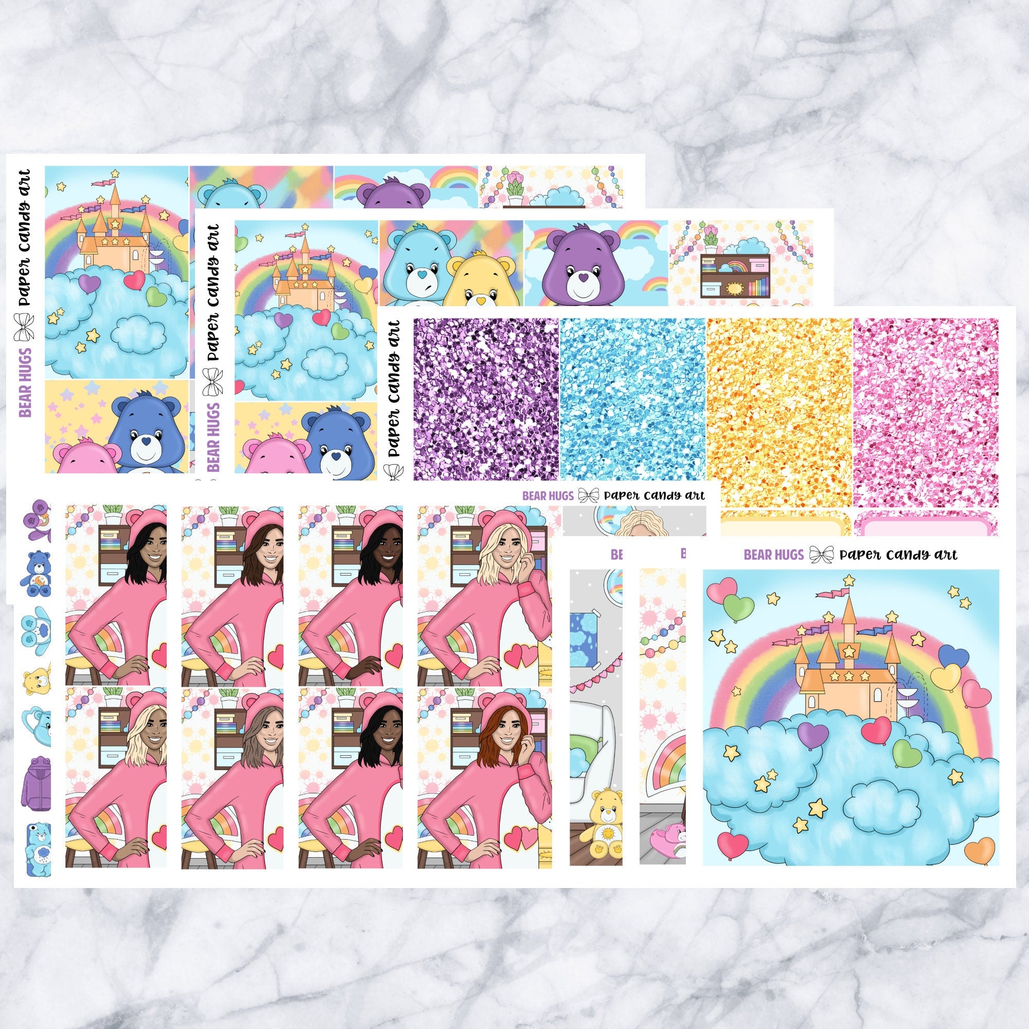 ADD-ONS Bear Hugs // Planner Stickers // double box, glitter headers, full boxes, deco, fashion girls