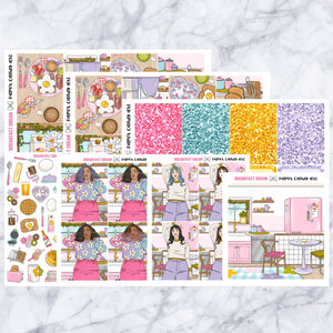 ADD-ONS Breakfast Dream // Planner Stickers // double box, glitter headers, full boxes, deco, fashion girls