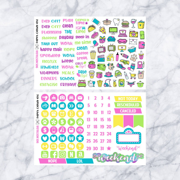 EC DELUXE Kit 90s Nostalgia // Weekly Planner Stickers Kit // Erin Condren