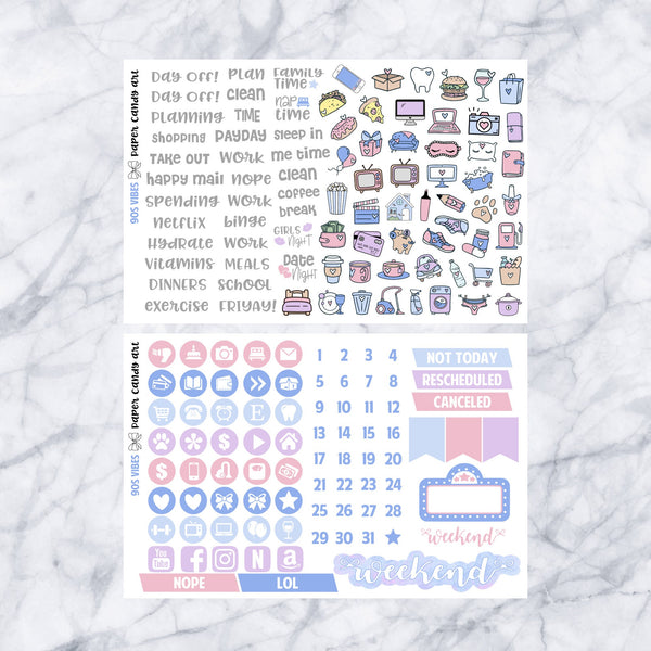 EC DELUXE Kit 90s Vibes // Weekly Planner Stickers Kit // Erin Condren