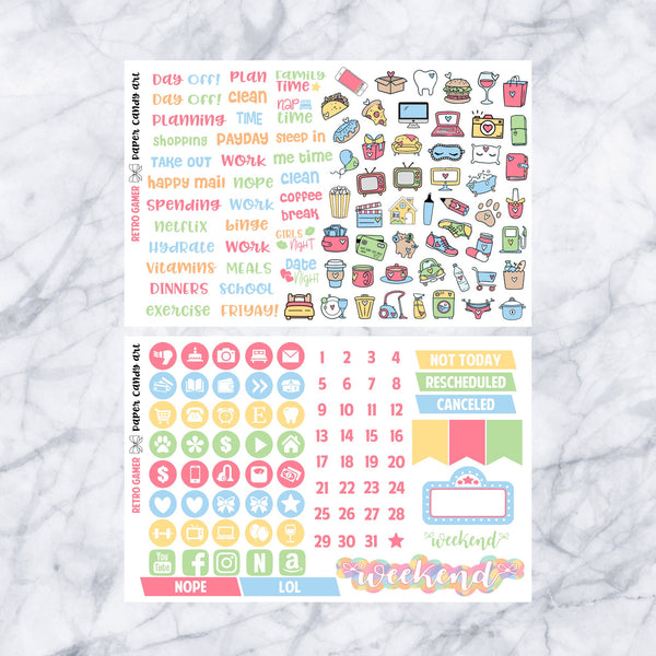 EC DELUXE Kit Retro Gamer // Weekly Planner Stickers Kit // Erin Condren