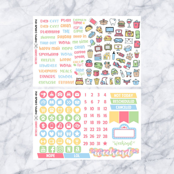 HP DELUXE Kit Retro Gamer // Weekly Planner Stickers Kit // Happy Planner Classic