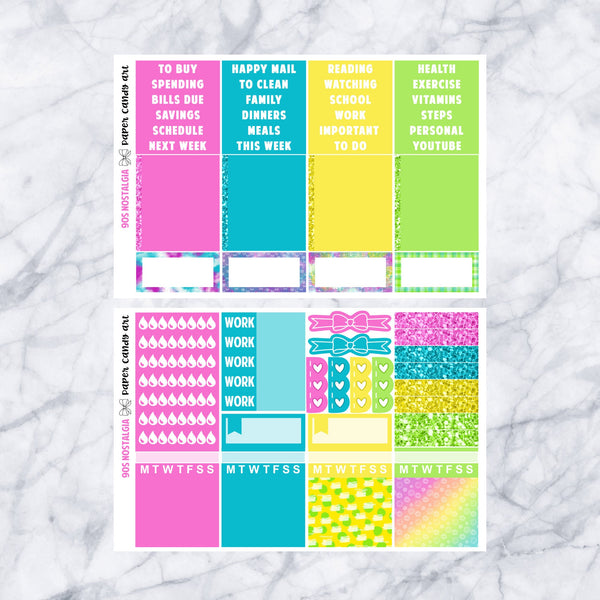HP DELUXE Kit 90s Nostalgia // Weekly Planner Stickers Kit // Happy Planner Classic