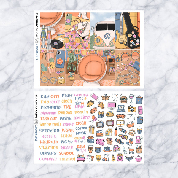 HP MINI Kit Stay Groovy // Weekly Planner Stickers Kit // Happy Planner Classic