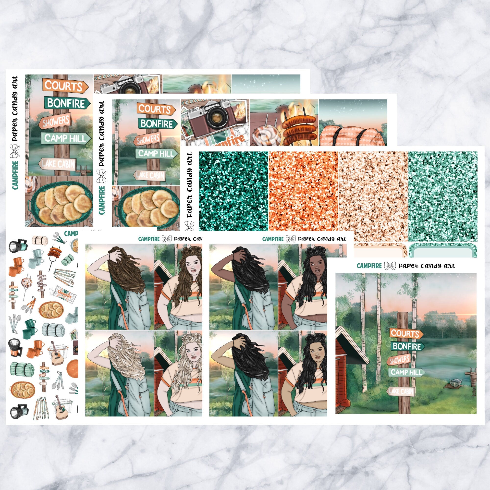 ADD-ONS Campfire // Planner Stickers // double box, glitter headers, full boxes, deco, fashion girls