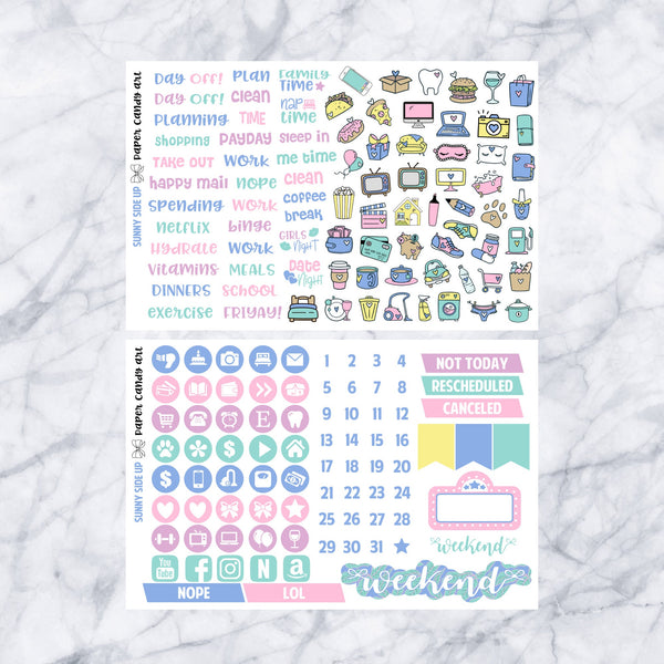 HP DELUXE Kit Sunny Side Up // Weekly Planner Stickers Kit // Happy Planner Classic