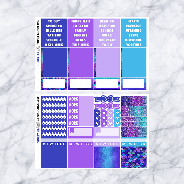 HP DELUXE Kit Stormy Sea // Weekly Planner Stickers Kit // Happy Planner Classic
