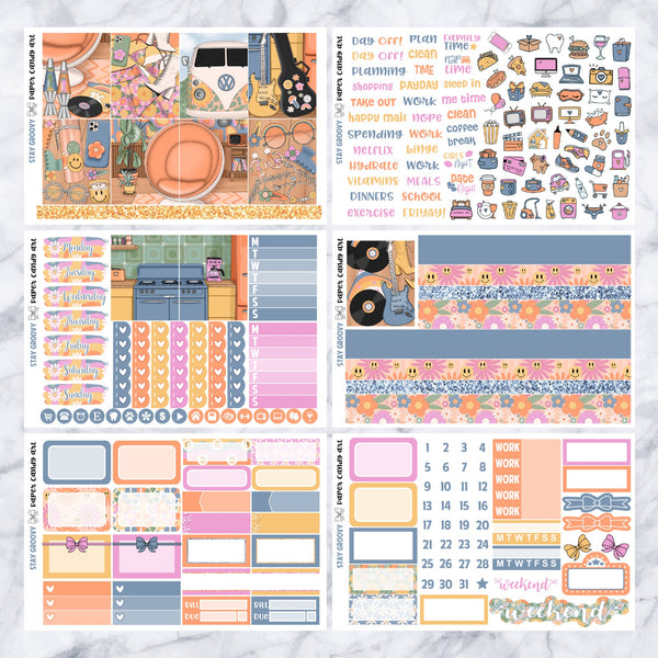 EC MINI Kit Stay Groovy // Weekly Planner Stickers Kit // Erin Condren