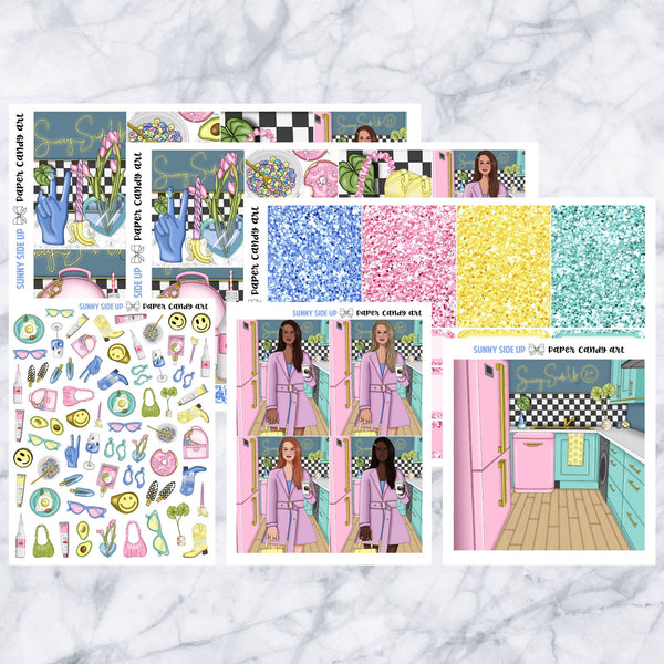 ADD-ONS Sunny Side Up // Planner Stickers // double box, glitter headers, full boxes, deco, fashion girls
