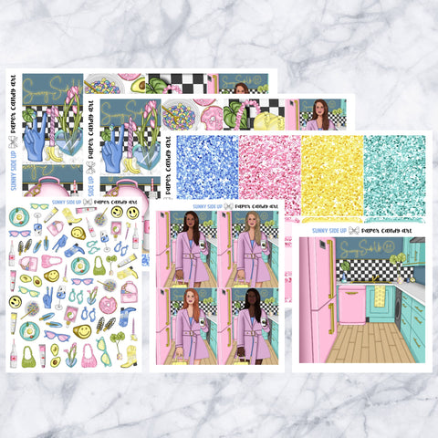 ADD-ONS Sunny Side Up // Planner Stickers // double box, glitter headers, full boxes, deco, fashion girls