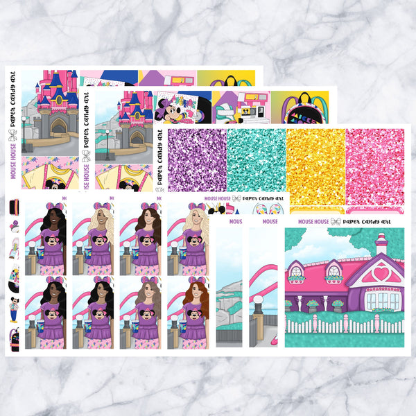 ADD-ONS Mouse House // Planner Stickers // double box, glitter headers, full boxes, deco, fashion girls
