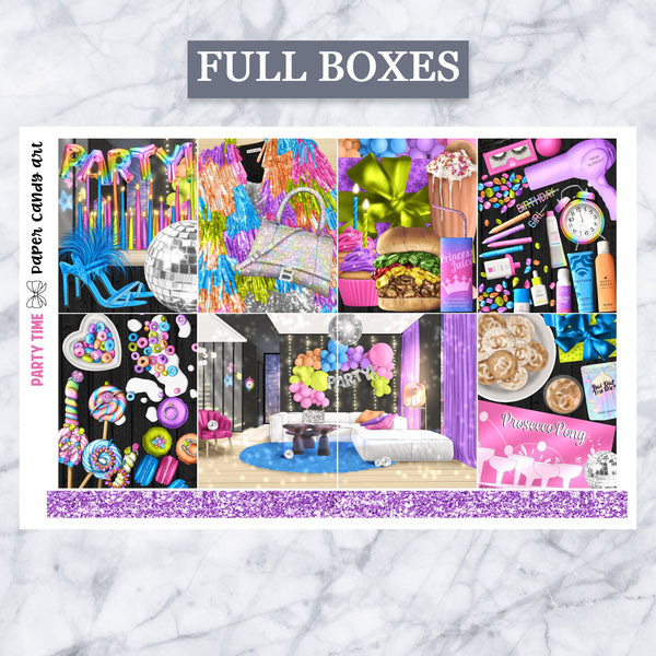 ADD-ONS Party Time // Planner Stickers // double box, glitter headers, full boxes, deco, fashion girls