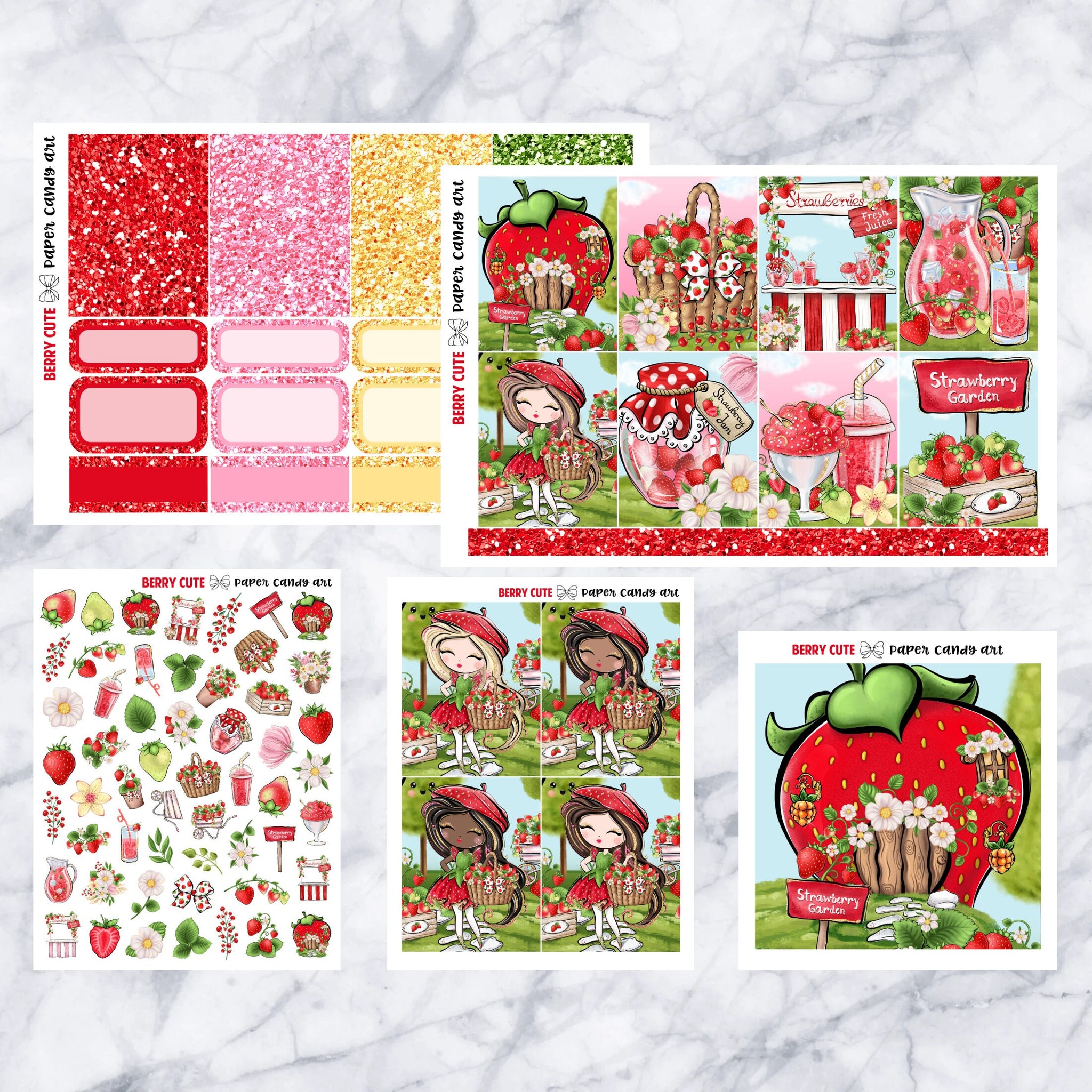 ADD-ONS Berry Cute // Planner Stickers // double box, glitter headers, full boxes, deco, fashion girls