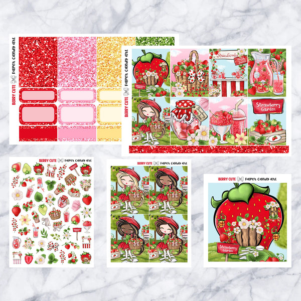ADD-ONS Berry Cute // Planner Stickers // double box, glitter headers, full boxes, deco, fashion girls
