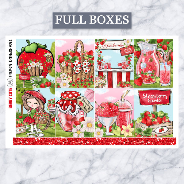 ADD-ONS Berry Cute // Planner Stickers // double box, glitter headers, full boxes, deco, fashion girls